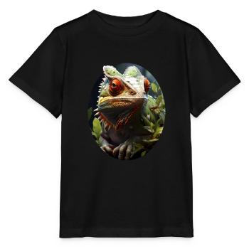 Caméléon - T-shirt bio MINI CREATOR Stanley/Stella Enfant - noir - Devant - Mikhail (115cm)