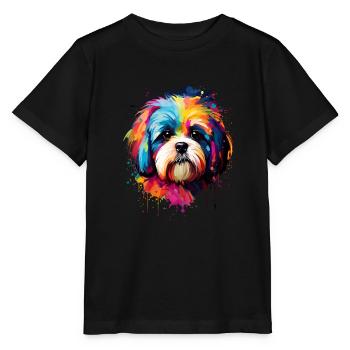 Shih Tzu Löwenhund - Stanley/Stella Kinder T-Shirt MINI CREATOR  - Schwarz - Vorne - Mikhail (115cm)