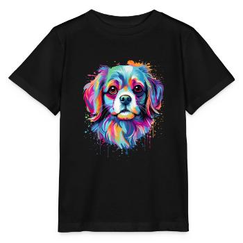 Pékinois coloré - T-shirt bio MINI CREATOR Stanley/Stella Enfant - noir - Devant - Mikhail (115cm)