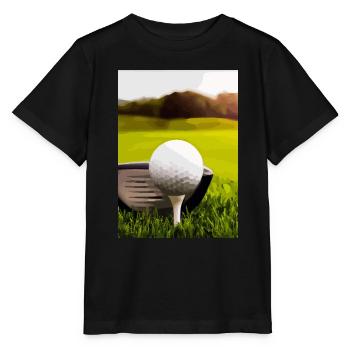 Golfball Abschlag - Stanley/Stella Kinder T-Shirt MINI CREATOR  - Schwarz - Vorne - Mikhail (115cm)