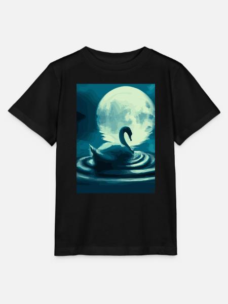 Schwan im Vollmond - Stanley/Stella Kinder T-Shirt MINI CREATOR - Schwarz