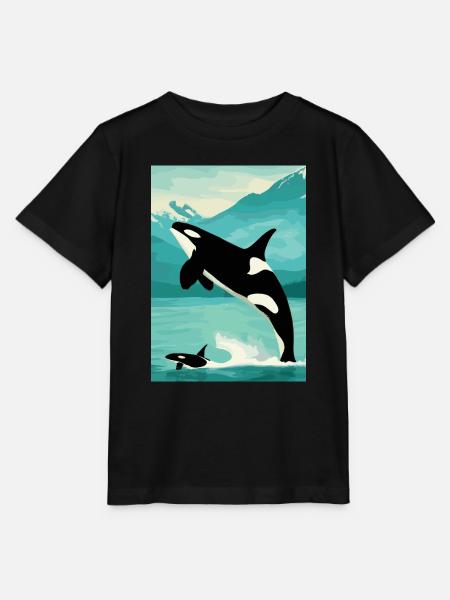 Familie der Wale - Stanley/Stella Kinder T-Shirt MINI CREATOR - Schwarz