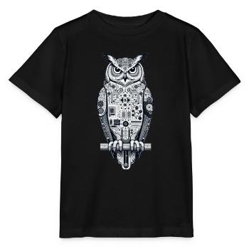 Uhu | Eule | Technischer UHU | Nachteule KI Eule - Stanley/Stella Kinder T-Shirt MINI CREATOR  - Schwarz - Vorne - Mikhail (115cm)