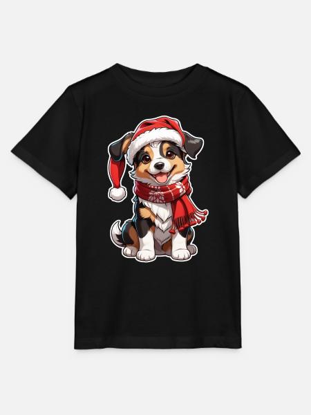 Hund mit Weihnachtsmütze - Stanley/Stella Kinder T-Shirt MINI CREATOR  - Schwarz