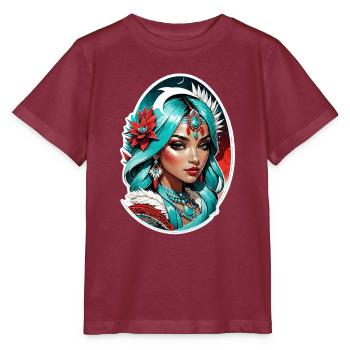 Indische Prinzessin - Aztek - Stanley/Stella Kinder T-Shirt MINI CREATOR  - Burgunderrot - Vorne - Kain (125cm)