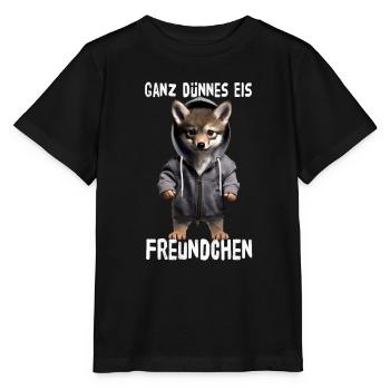 Glace très mince se lier d’amitié avec le coyote - T-shirt bio MINI CREATOR Stanley/Stella Enfant - noir - Devant - Mikhail (115cm)