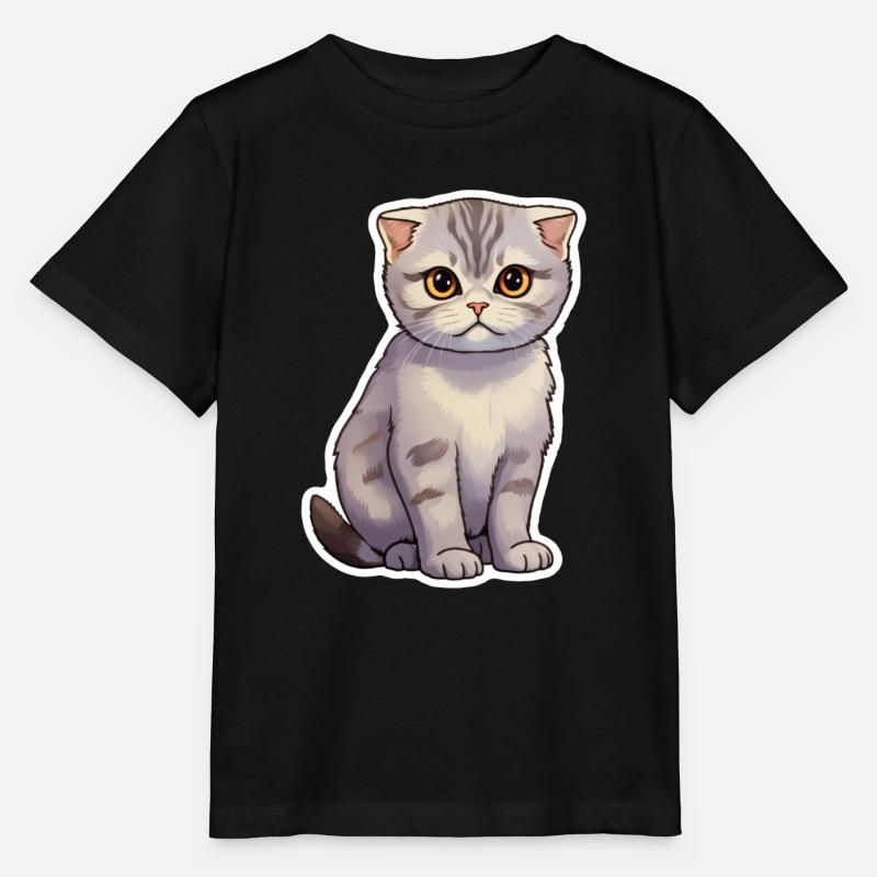 Scottish Fold Cat Cute - Stanley/Stella MINI CREATOR Kids’ T-Shirt - black