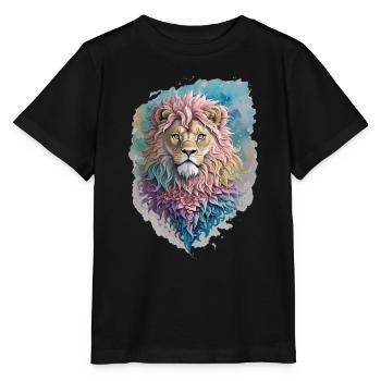 Aquarelle Lion - T-shirt bio MINI CREATOR Stanley/Stella Enfant - noir - Devant - Mikhail (115cm)