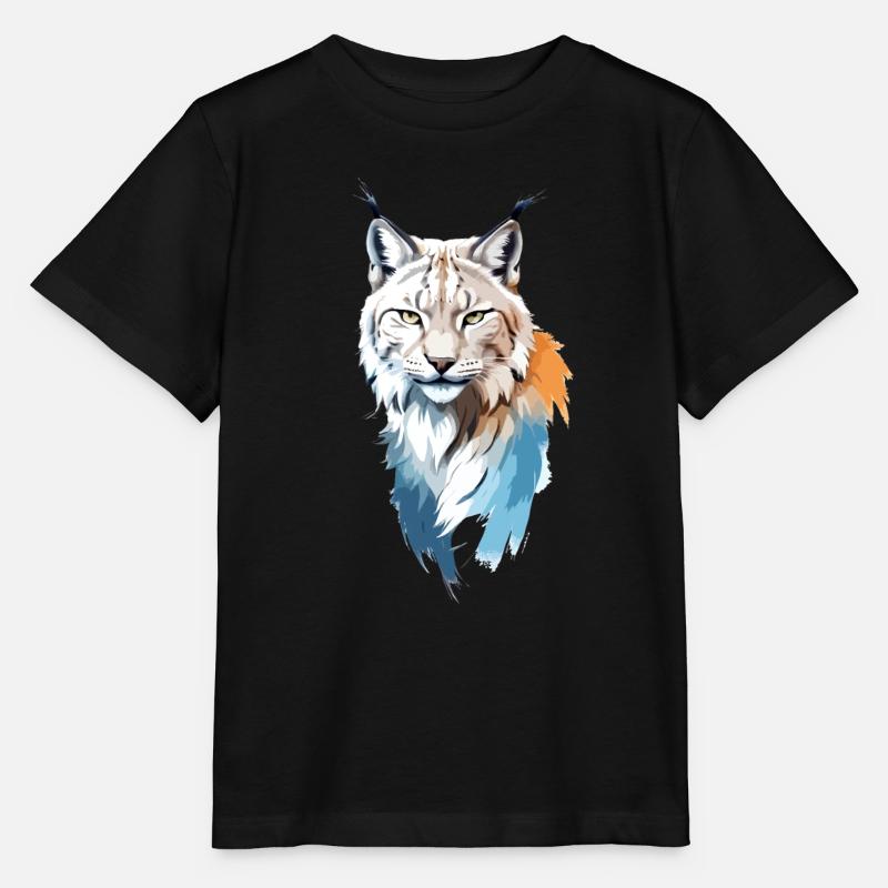 Art vectoriel de lynx avec illustration aux couleurs vives - T-shirt bio MINI CREATOR Stanley/Stella Enfant - noir