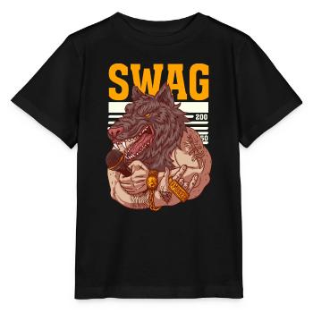 Rapper mit Wolfskopf und Tattoos - Stanley/Stella Kinder T-Shirt MINI CREATOR  - Schwarz - Vorne - Mikhail (115cm)