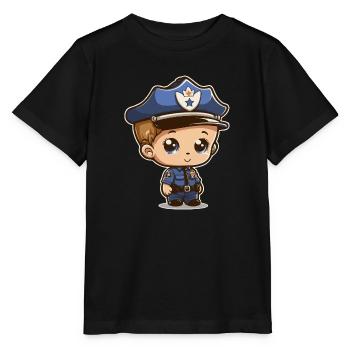 Junger Polizist - Stanley/Stella Kinder T-Shirt MINI CREATOR  - Schwarz - Vorne - Mikhail (115cm)