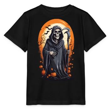 Gothic Grim Reaper Halloween Nacht Skelett - Stanley/Stella Kinder T-Shirt MINI CREATOR  - Schwarz - Vorne - Mikhail (115cm)