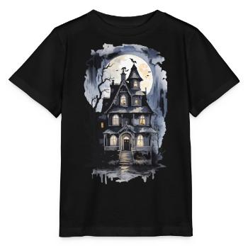 Mystic Witch House Halloween Vintage Full Moon - Stanley/Stella MINI CREATOR Kids’ T-Shirt - black - Front - Mikhail (115cm)
