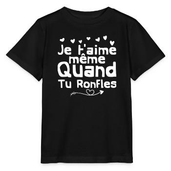 je t'aime même quand tu ronfles - T-shirt bio MINI CREATOR Stanley/Stella Enfant - noir - Devant - Mikhail (115cm)