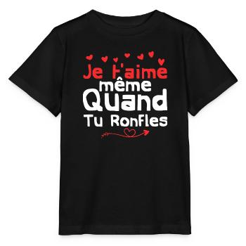 je t'aime même quand tu ronfles - T-shirt bio MINI CREATOR Stanley/Stella Enfant - noir - Devant - Mikhail (115cm)