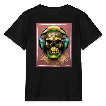 DJ Tiki Skull - Stanley/Stella Kinder T-Shirt MINI CREATOR  - Schwarz - Vorne - Mikhail (115cm)