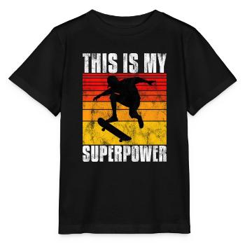 Ceci est My Superpower Skateboard Skateboarder sk8 - T-shirt bio MINI CREATOR Stanley/Stella Enfant - noir - Devant - Mikhail (115cm)