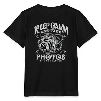Gardez le calme et prendre des photos - Caméra shirt design - T-shirt bio MINI CREATOR Stanley/Stella Enfant - noir - Devant - Mikhail (115cm)
