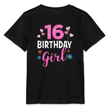 Birthday Girl - 16 years old - Stanley/Stella MINI CREATOR Kids’ T-Shirt - black - Front - Mikhail (115cm)