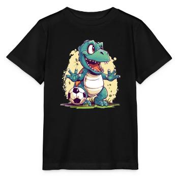 Dinosaur Soccer - Stanley/Stella MINI CREATOR Kids’ T-Shirt - black - Front - Mikhail (115cm)