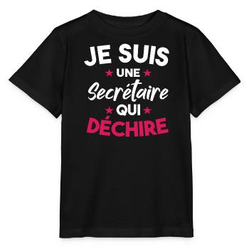 Je Suis Une Secrétaire Qui Déchire - T-shirt bio MINI CREATOR Stanley/Stella Enfant - noir - Devant - Mikhail (115cm)