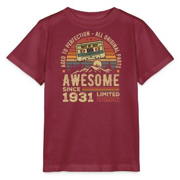Vintage 1931 Birthday Gift | Born in 1931 - Stanley/Stella MINI CREATOR Kids’ T-Shirt - burgundy - Front - Kain (125cm)
