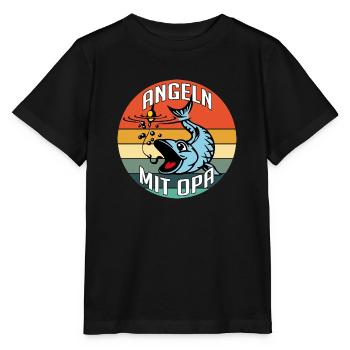Angeln mit Opa ist am schönsten - Stanley/Stella Kinder T-Shirt MINI CREATOR  - Schwarz - Vorne - Mikhail (115cm)
