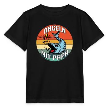 Angeln mit Papa ist am schönsten - Stanley/Stella Kinder T-Shirt MINI CREATOR  - Schwarz - Vorne - Mikhail (115cm)
