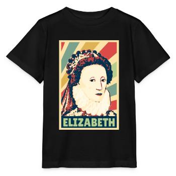 Elizabeth Queen of Inglaterra colores vintage - T-shirt bio MINI CREATOR Stanley/Stella Enfant - noir - Devant - Mikhail (115cm)