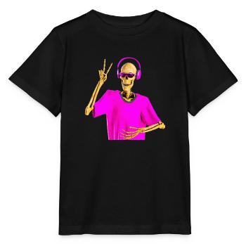 Grim Reaper loves cool music - Stanley/Stella MINI CREATOR Kids’ T-Shirt - black - Front - Mikhail (115cm)