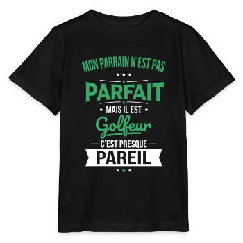 Mon parrain n'est pas parfait - golfeur - T-shirt bio MINI CREATOR Stanley/Stella Enfant - noir - Devant - Mikhail (115cm)