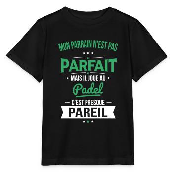 Mon parrain n'est pas parfait - Padel - T-shirt bio MINI CREATOR Stanley/Stella Enfant - noir - Devant - Mikhail (115cm)
