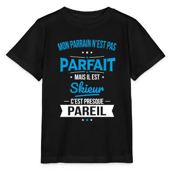 Mon parrain n'est pas parfait - Skieur - T-shirt bio MINI CREATOR Stanley/Stella Enfant - noir - Devant - Mikhail (115cm)