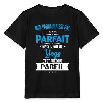 Mon parrain n'est pas parfait - Yoga - T-shirt bio MINI CREATOR Stanley/Stella Enfant - noir - Devant - Mikhail (115cm)