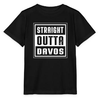 STRAIGHT OUTTA DAVOS - Stanley/Stella Kinder T-Shirt MINI CREATOR  - Schwarz - Vorne - Mikhail (115cm)