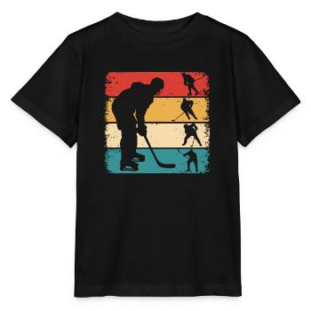 Eishockey Retro Hockey Eishockeyspieler - Stanley/Stella Kinder T-Shirt MINI CREATOR  - Schwarz - Vorne - Mikhail (115cm)