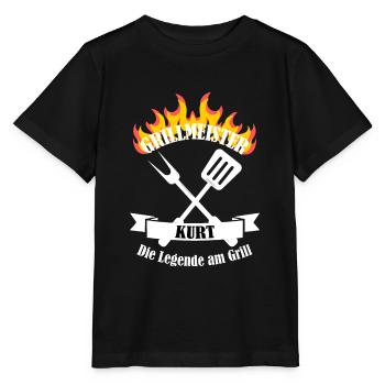 Grillmeister Kurt lustiger Spruch Vorname - Stanley/Stella Kinder T-Shirt MINI CREATOR  - Schwarz - Vorne - Mikhail (115cm)
