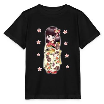 Japanisches süßes Kimono-Mädchen - Stanley/Stella Kinder T-Shirt MINI CREATOR  - Schwarz - Vorne - Mikhail (115cm)