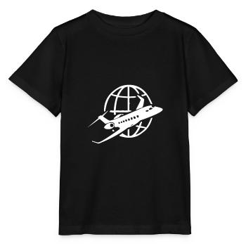 Reise Flugzeug um die Welt Weltreise - Stanley/Stella Kinder T-Shirt MINI CREATOR  - Schwarz - Vorne - Mikhail (115cm)