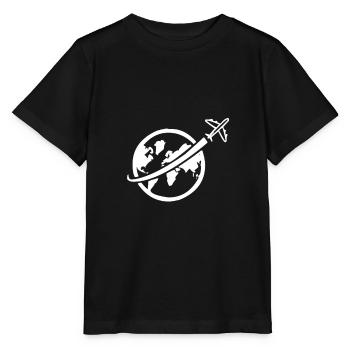 Reise Flugzeug um die Welt Weltreise - Stanley/Stella Kinder T-Shirt MINI CREATOR  - Schwarz - Vorne - Mikhail (115cm)