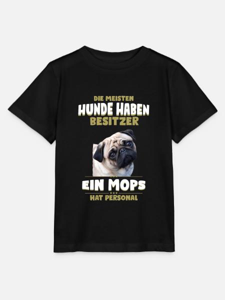 Mops Shirt - Mops Hund TShirt - Stanley/Stella Kinder T-Shirt MINI CREATOR - Schwarz