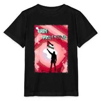 Drapeau de la Palestine libre P5 - T-shirt bio MINI CREATOR Stanley/Stella Enfant - noir - Devant - Mikhail (115cm)