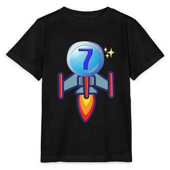 Anniversaire 7 ans Dessin Fusée - T-shirt bio MINI CREATOR Stanley/Stella Enfant - noir - Devant - Mikhail (115cm)