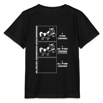 Pferd zeichnen - Stanley/Stella Kinder T-Shirt MINI CREATOR  - Schwarz - Vorne - Mikhail (115cm)