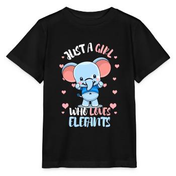 Juste une fille qui aime Elefants - T-shirt bio MINI CREATOR Stanley/Stella Enfant - noir - Devant - Mikhail (115cm)