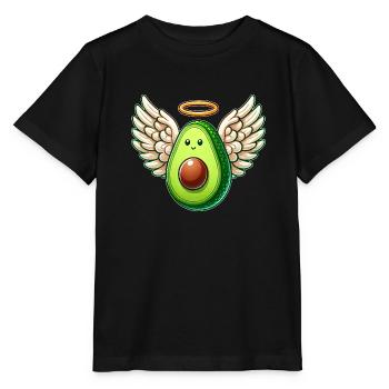 Avocado Engel mit Flügeln und Heiligenschein - Stanley/Stella Kinder T-Shirt MINI CREATOR  - Schwarz - Vorne - Mikhail (115cm)