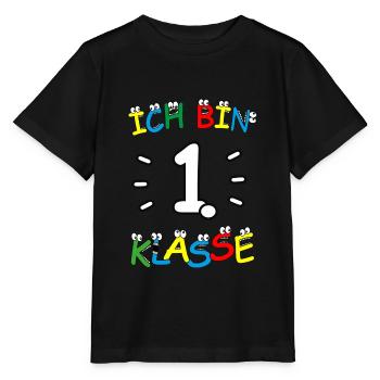 Ich bin 1. Klasse - Schulanfänger 🔴🔵🟢🟡 - Stanley/Stella Kinder T-Shirt MINI CREATOR  - Schwarz - Vorne - Mikhail (115cm)