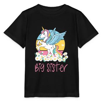 Große Schwester Einhorn Schwester - Stanley/Stella Kinder T-Shirt MINI CREATOR  - Schwarz - Vorne - Mikhail (115cm)