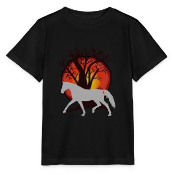 Chevaux, Chevaux, Cheval Sauvage, Nature, Nature Sauvage, Soleil, Cheval - T-shirt bio MINI CREATOR Stanley/Stella Enfant - noir - Devant - Mikhail (115cm)