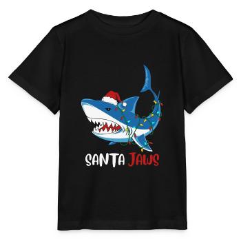 Santa Jaws Funny Shark Christmas Shirts - Stanley/Stella MINI CREATOR Kids’ T-Shirt - black - Front - Mikhail (115cm)